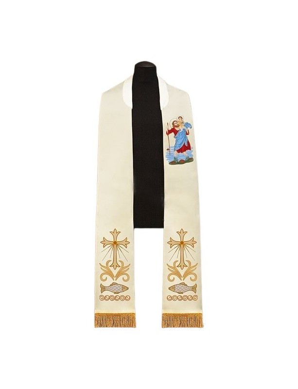 Embroidered stole with St. Christopher