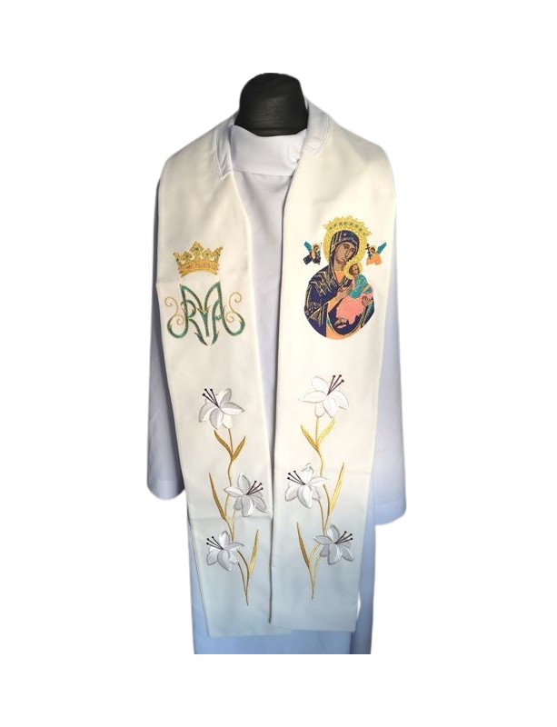 Étole brodée Notre-Dame du Perpétuel Secours