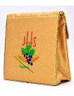 Golden Catholic Burse with Eucharistic Embroidery – Grapes, Wheat, and JHS Symbol