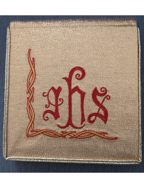 Gold Burse for the Sick with Red IHS Embroidery