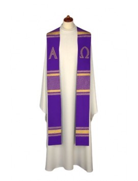 Alpha and Omega embroidered stole - liturgical colors (8)