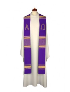 Alpha und Omega gestickte Stola - liturgische Farben (8)