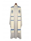 Embroidered Marian stole - white and blue (9)