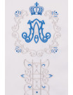 Marian Chasuble with Blue Embroidered Marian Symbol and Ornate Vertical Design