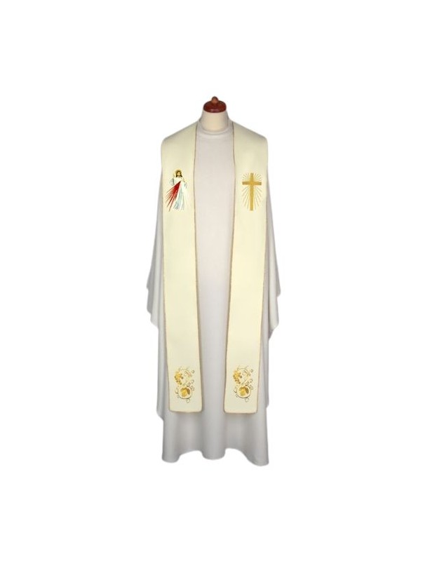 Embroidered Marian stole - Merciful Jesus (17)