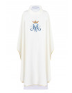 Embroidered Marian Chasuble with Crown and Blue symbol