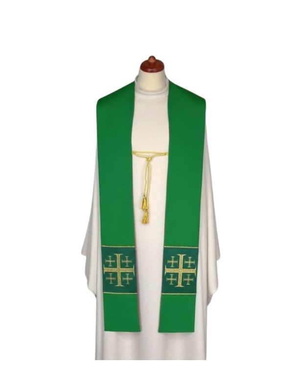 Stola bicolore viola/verde con cordone decorativo (22)