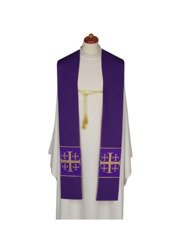 Doppelseitige gold/violette Stola mit Zierkordel