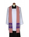 Pink sermon stole, short, sewn-on crosses (2)