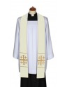 Ecru sermon stole, short, cross-stitched (3)