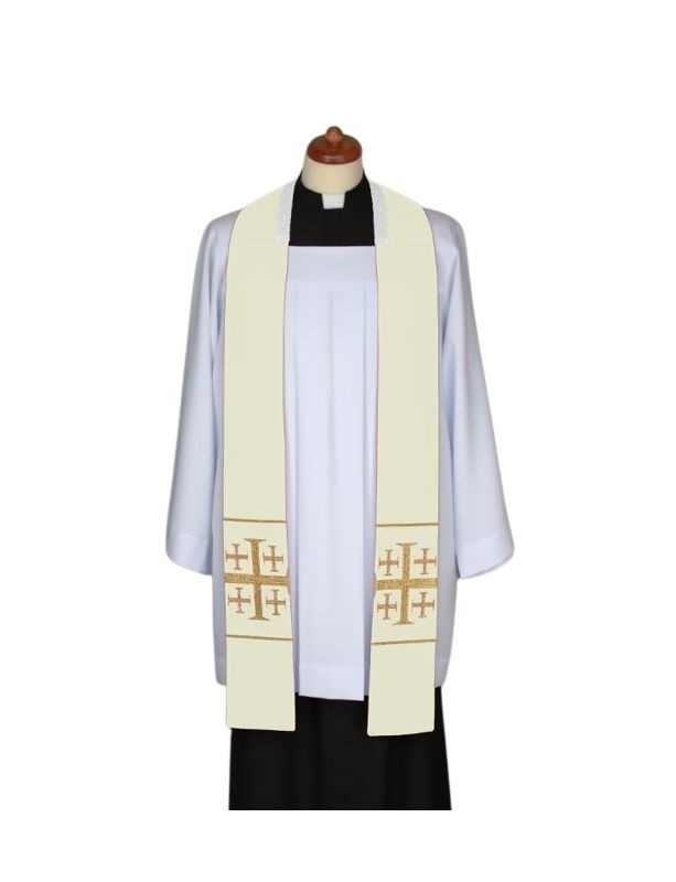 Béžová kázňová štóla, krátka, krížové stehy (3)