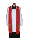 Red sermon stole, short, cross patched (4)