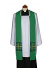 Green sermon stole, short, sewn-on crosses (5)