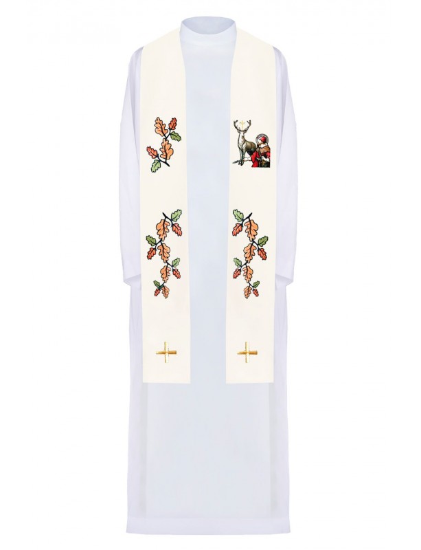Bestickte ecrufarbene Stola Saint Hubert