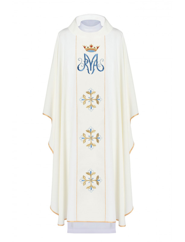Casulă mariană cu coroană și motive florale – stil gotic