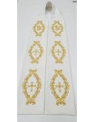Ecru embroidered priest's stole - IHS, Cross (2)