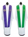 Estola de sacerdote IHS de doble cara morada y verde