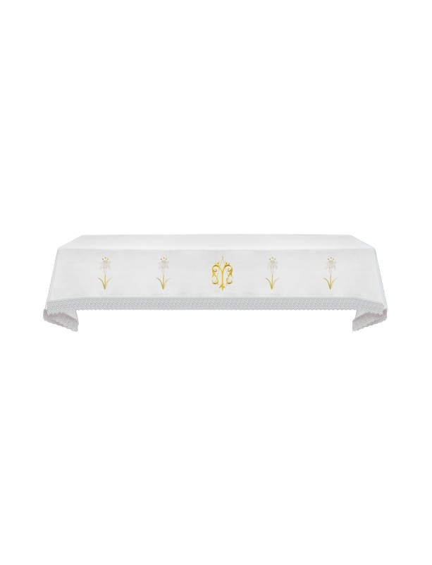 Nappe d'autel brodée - motif marial