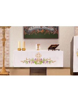 Altar cloth - embroidered IHS symbol on the background of the Cross