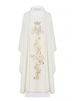 Marian Chasuble with Gold Embroidery and Crown Motif