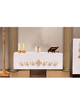 Altar cloth - embroidered symbol Chalice, IHS, Grapes