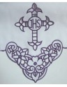 Embroidered altar cloth - purple IHS cross (58)