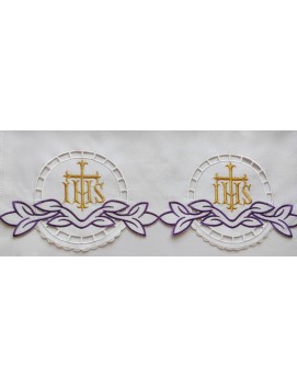 Nappe d'autel brodée - croix IHS