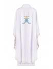 Marian Chasuble with Blue 'M' and Crown Embroidery, Gold Trim