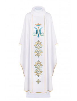 Marian Chasuble with Embroidered Crown and Symbols