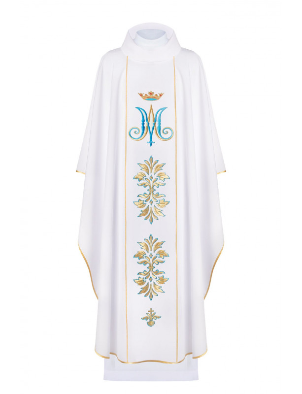 Marian Chasuble with Embroidered Crown and Symbols