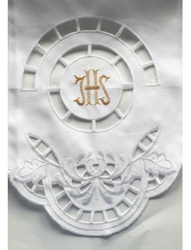 Nappe d'autel brodée - motif eucharistique