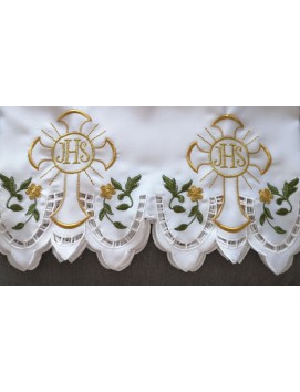 Tovaglia ricamata per altare - motivo eucaristico