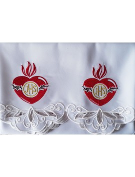 Embroidered altar cloth - IHS Heart pattern (147)