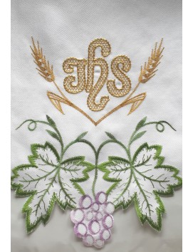 Tovaglia ricamata per altare - motivo eucaristico