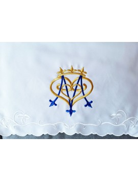 Toalha de altar bordada - padrão mariano