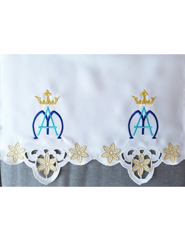 Nappe d'autel brodée - motif marial