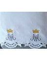 Paño de altar bordado - hilo de plata motivo mariano (172)
