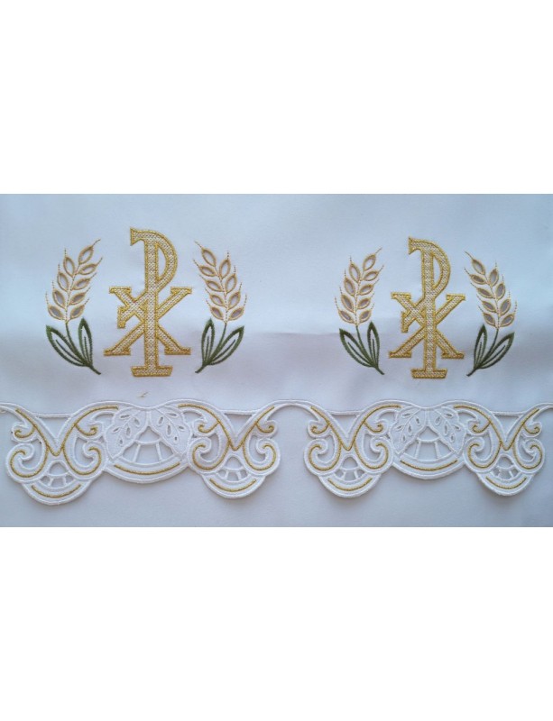 Nappe d'autel brodée - motif eucharistique