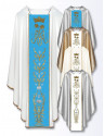 Marian Chasuble with Embroidered symbol and Floral Motifs – Available in Liturgical Colors