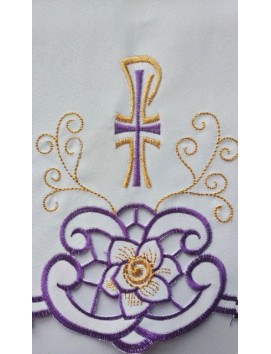 Tovaglia d'altare ricamata - motivo eucaristico