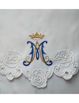 Nappe d'autel brodée - motif marial