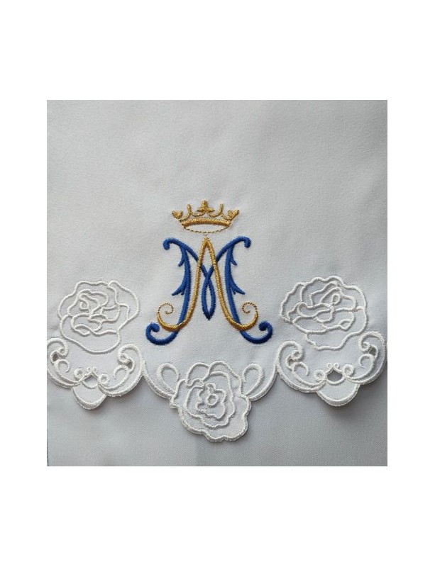 Nappe d'autel brodée - motif marial