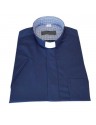 Camisa de sacerdote - azul-marinho com padrão pequeno