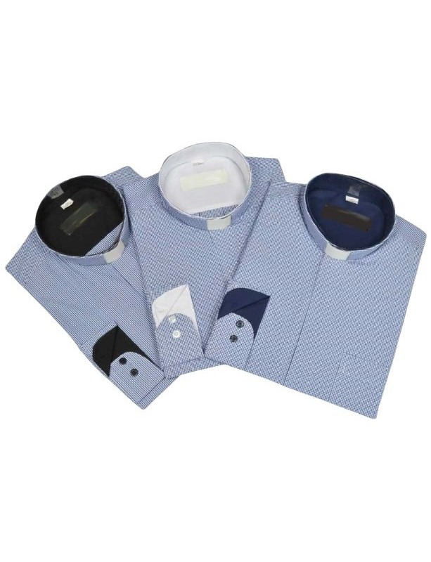 Chemise du clergé - grille bleue