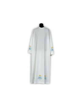Clergy alb Marian embroidery, stand-up collar
