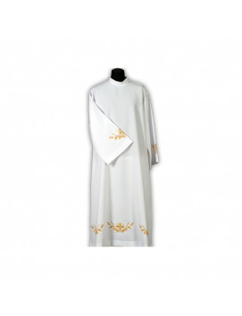 Clergy alb embroidered, stand-up collar