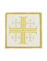 White embroidered chalice pall - Jerusalem Cross