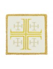 White embroidered chalice pall - Jerusalem Cross