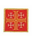 Red embroidered chalice pall - Jerusalem Cross