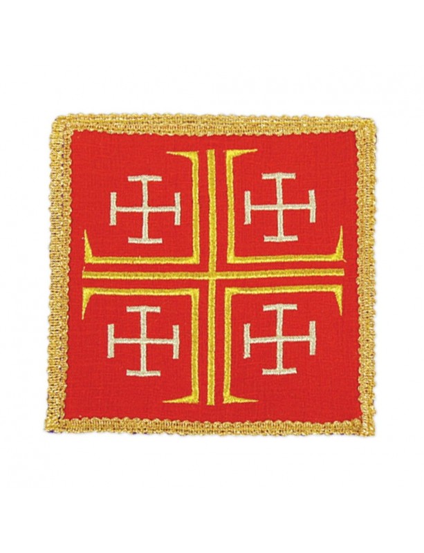 Calice brodé rouge - Croix de Jérusalem